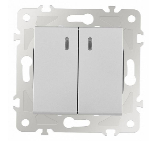 Выключатель двухклавишный с подсветкой без рамки Arte Milano 203 203.31-2.silver