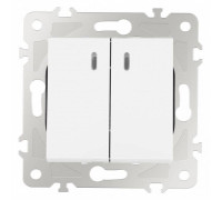 Выключатель двухклавишный с подсветкой без рамки Arte Milano 203 203.31-2.white