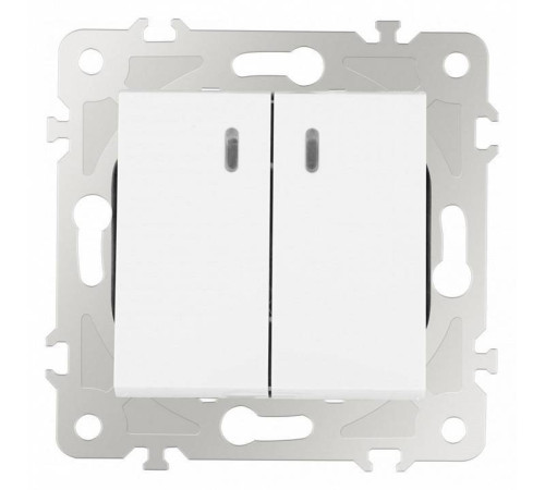 Выключатель двухклавишный с подсветкой без рамки Arte Milano 203 203.31-2.white