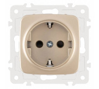 Розетка с заземлением и со шторкой, без рамки Arte Milano am-205 205.40-1.shampan