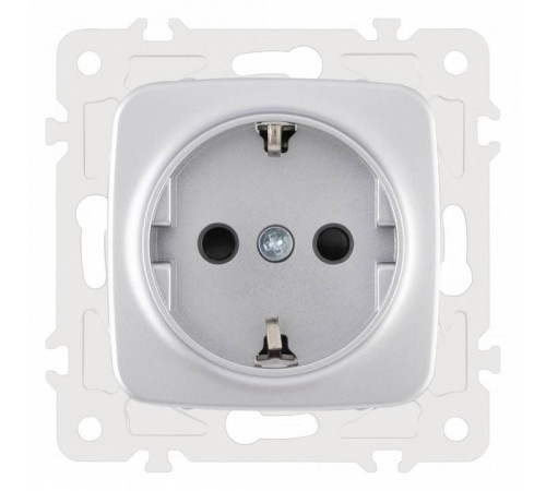 Розетка с заземлением и со шторкой, без рамки Arte Milano am-205 205.40-1.silver