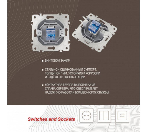 Розетка телефонная RJ-11 без рамки Arte Milano am-205 205.51-1.silver