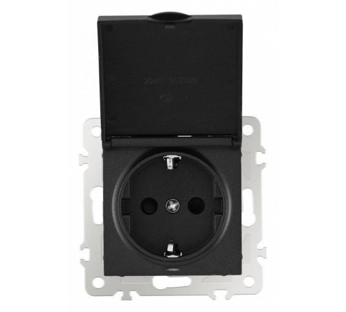 Розетка влагозащищенная с заземлением и со шторкой с крышкой Arte Milano am-206 206.41-1.black