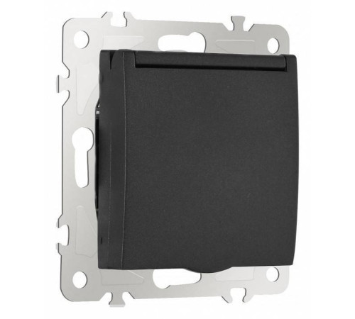 Розетка влагозащищенная с заземлением и со шторкой с крышкой Arte Milano am-206 206.41-1.black