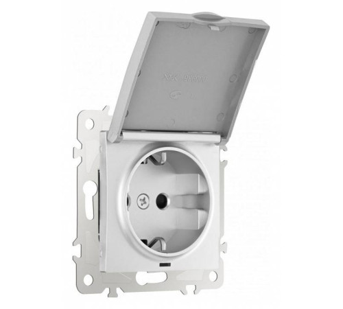 Розетка влагозащищенная с заземлением и со шторкой с крышкой Arte Milano am-206 206.41-1.silver