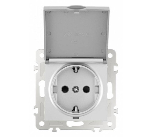 Розетка влагозащищенная с заземлением и со шторкой с крышкой Arte Milano am-206 206.41-1.silver