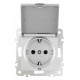 Розетка влагозащищенная с заземлением и со шторкой с крышкой Arte Milano am-206 206.41-1.silver