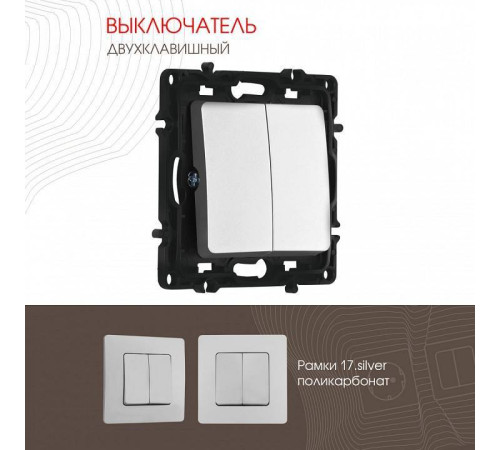 Выключатель двухклавишный без рамки Arte Milano 217 217.30-2.silver