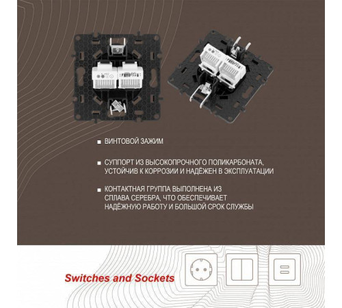 Розетка двойная RJ-11 и Ethernet RJ-45, без рамки Arte Milano am-217 217.44-1.black