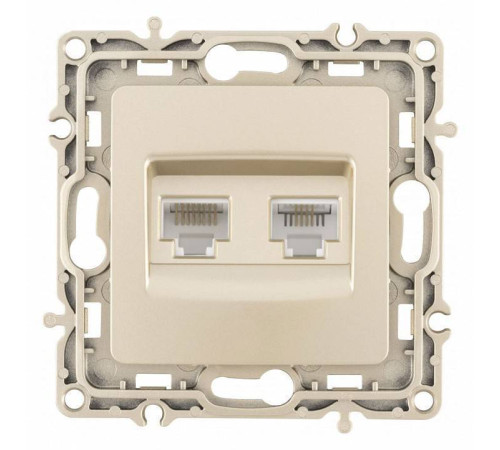 Розетка двойная RJ-11 и Ethernet RJ-45, без рамки Arte Milano am-217 217.44-1.shampan