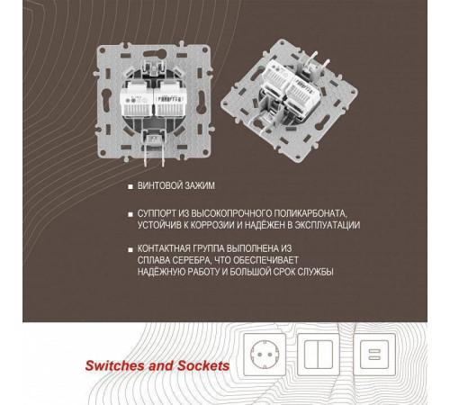 Розетка двойная RJ-11 и Ethernet RJ-45, без рамки Arte Milano am-217 217.44-1.silver