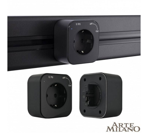 Розетка с заземлением для трека Arte Milano Am-track-sockets черный 380022TS/ES Black