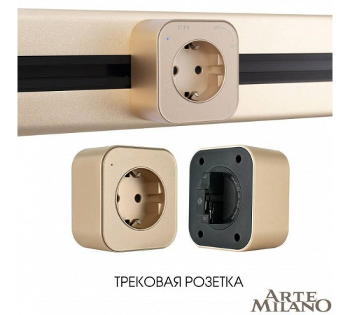 Розетка с заземлением для трека Arte Milano Am-track-sockets золото 380022TS/ES Gold