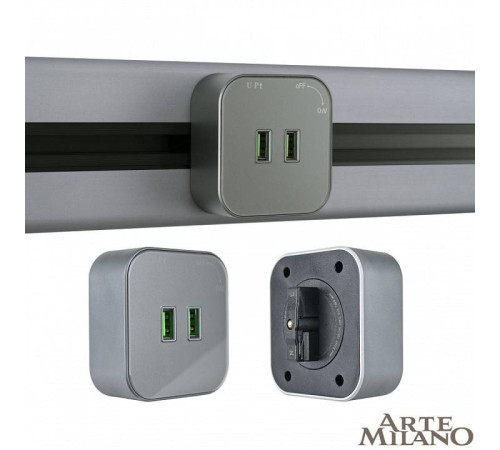 Розетка 2xUSB на треке Arte Milano Am-track-sockets 380022TS/USBx2 Grey