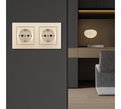 Розетка с заземлением и со шторкой Arte Milano SET06-2 SET06-2-40-1x2 shampan