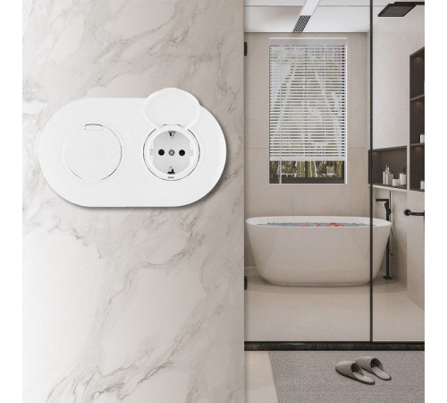 Розетка с заземлением и шторкой, с крышкой Arte Milano SET08-2 SET08-2-41-1x2 white