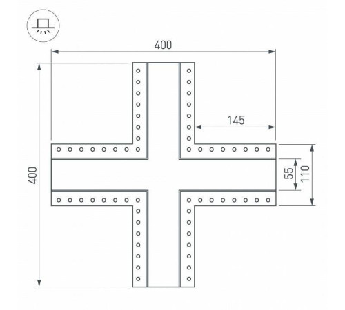 Соединитель угловой X-образный накладной Arlight S-LUX 030134