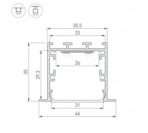 Профиль встраиваемый Arlight LINIA 059365
