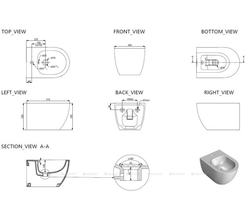 Биде подвесное Allen Brau Priority 515x365 мм белый 4.31012.20