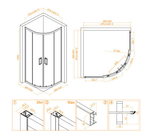 Душевой уголок RGW Classic CL-54B 900x900 мм 32095499-14