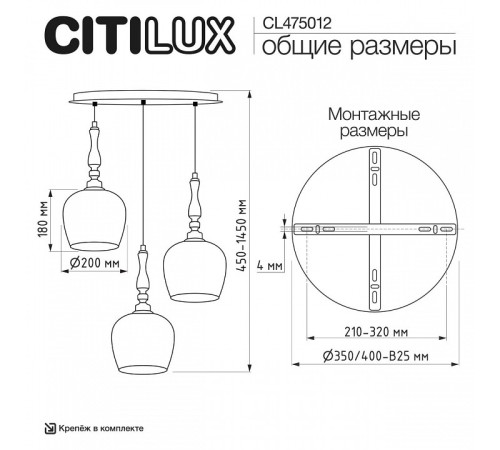 Подвесной светильник Citilux NORT CL475012
