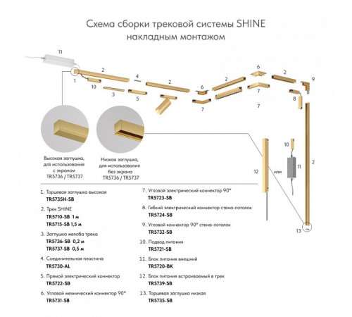 Трек накладной Denkirs SHINE BASE TR5716-SB