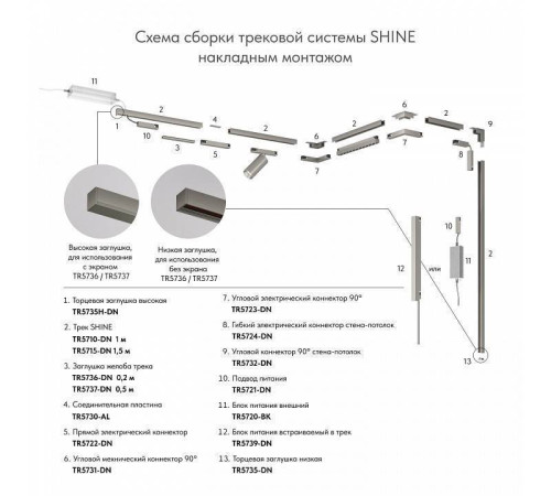 Заглушка для трека Denkirs SHINE BASE TR5735H-DN