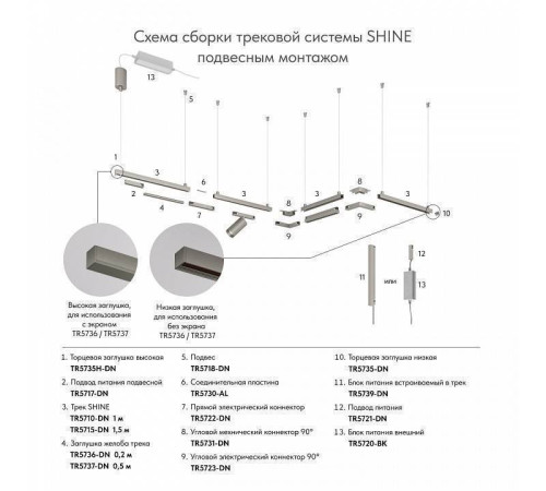 Заглушка для трека Denkirs SHINE BASE TR5735H-DN
