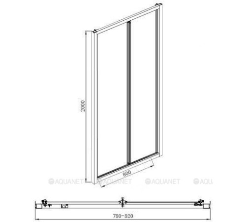 Душевая дверь в нишу Aquanet Alfa 800х2000 мм складная стекло прозрачное хром NAA6422