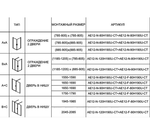 Душевая дверь в нишу Aquanet Cinetic 900 мм хром прозрачная 6 мм AE12-N-90H190U-CT