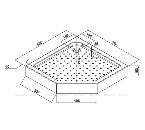Душевая кабина Aquanet Passion P 3.0 900x900 мм пентагональная зеркало хром Набор 00348370
