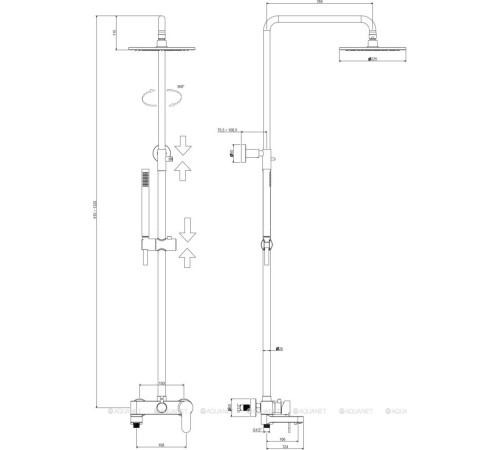 Душевая колонна Paffoni Blu ZCOL632NO телескопическая с изливом черный матовый