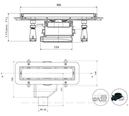 Линейный трап Pestan Confluo Premium Line 650 мм хром 13100004