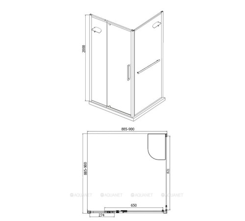 Душевой уголок Bravat Line квадратный 900х900х2000 мм 6 мм BS090.2116A