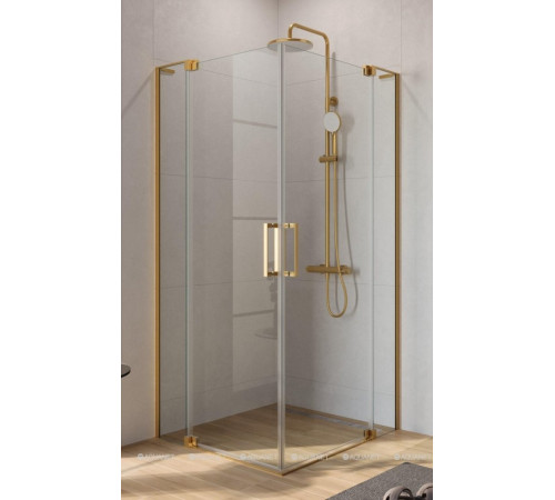 Душевой уголок Cezares Slider 90-100x100-110 см прозрачное стекло брашированное золото SLIDER-AH-2-90/100-100/110-C-BORO