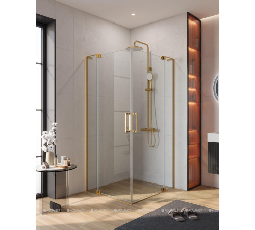 Душевой уголок Cezares Slider 90-100x100-110 см прозрачное стекло брашированное золото SLIDER-AH-2-90/100-100/110-C-BORO