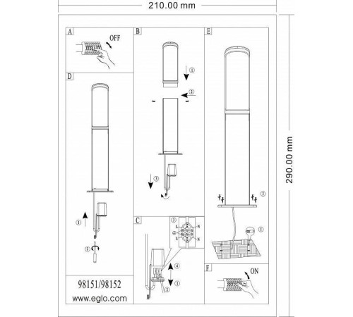 Наземный низкий светильник Eglo ПРОМО Fumicino 98151