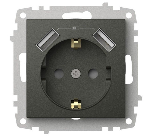 Розетка с заземлением и со шторкой и 2хUSB type A, без рамки Elbi Eleсtriс Zena Vega 609-011100-317