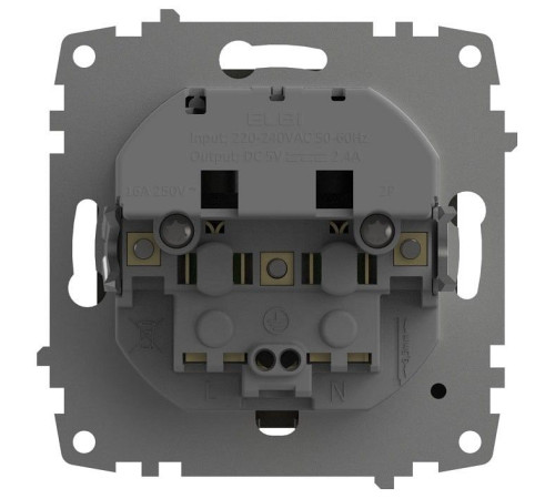Розетка с заземлением и со шторкой и 2хUSB type A, без рамки Elbi Eleсtriс Zena Vega 609-011100-317