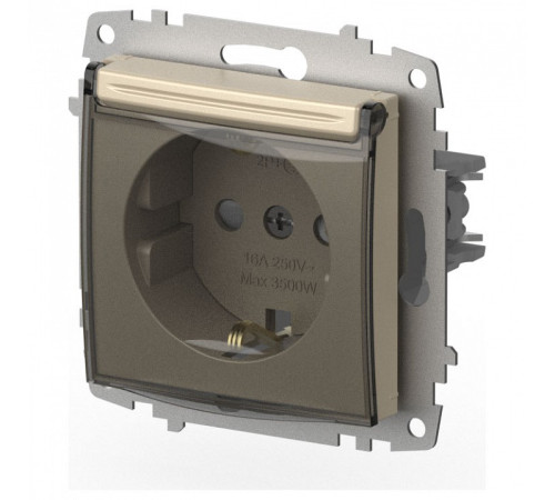 Розетка с заземлением и со шторкой, без рамки с крышкой Elbi Eleсtriс Zena Vega 609-012500-219