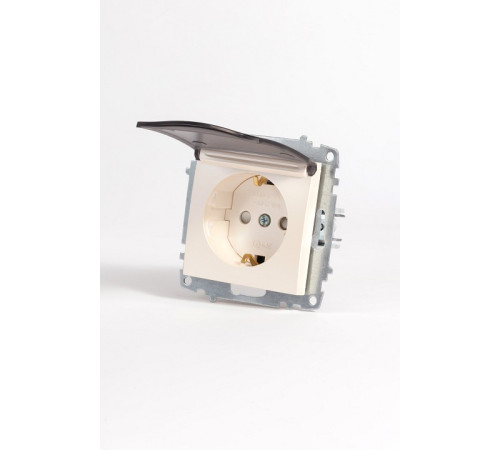 Розетка с заземлением и со шторкой, без рамки с крышкой Elbi Eleсtriс Zena Vega 609-012500-219
