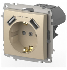 Розетка с заземлением и со шторкой и 2хUSB type A, без рамки Elbi Eleсtriс Zena Vega 609-012500-317