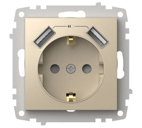 Розетка с заземлением и со шторкой и 2хUSB type A, без рамки Elbi Eleсtriс Zena Vega 609-012500-317