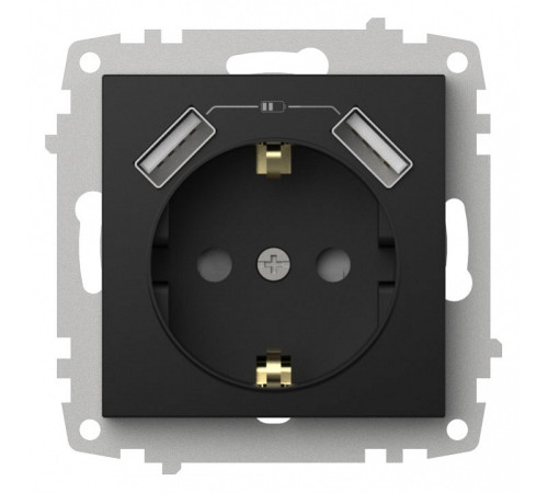 Розетка с заземлением и со шторкой и 2хUSB type A, без рамки Elbi Eleсtriс Zena Vega 609-014800-317