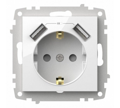Розетка с заземлением и со шторкой и 2хUSB type A, без рамки Elbi Eleсtriс Zena Vega 609-015600-317