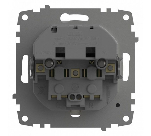Розетка с заземлением и со шторкой и 2хUSB type A, без рамки Elbi Eleсtriс Zena Vega 609-015600-317