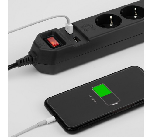 Удлинитель с выключателем Эра USF-5es-1.5m-USB-B