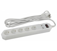 Удлинитель с выключателем Эра  USF-5es-1.5m-USB-W