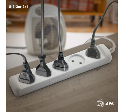 Удлинитель Эра U-5-3m-2x1