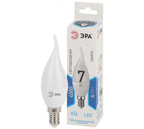 Лампа светодиодная ЭРА Стандарт E14 7 Вт 4000 К LED-BXS-7W-840-E14